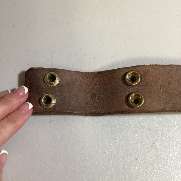Vintage Name Jack Western Cowboy Outdoor Fish Tooled Cowhide Tan Leather 46 Belt - Picture 8 of 9